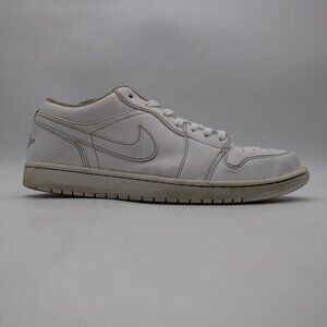 Nike Jordan 1 Low Mens Size 11.5 Triple White Leather Athletic Shoes 553558-136